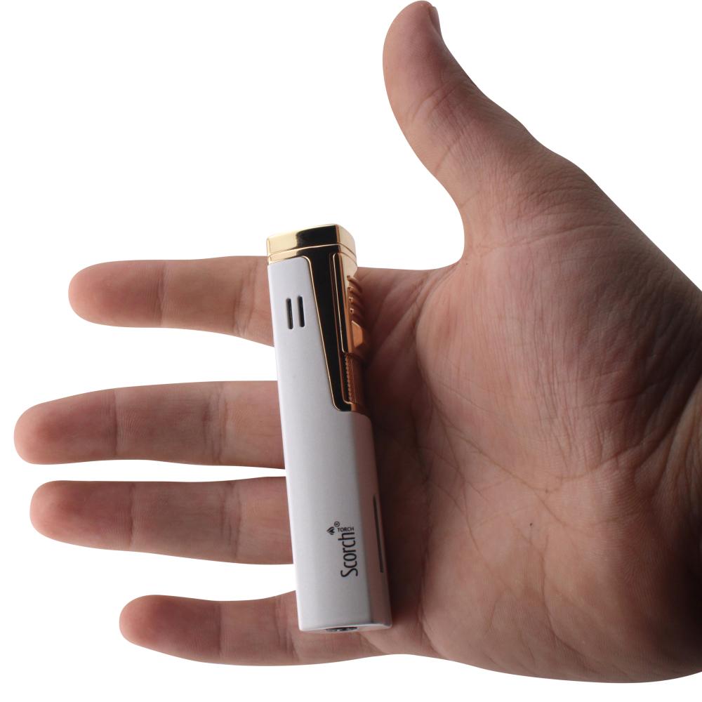 Scorch Marble Fire Design Torch Lighter Single Flame-White