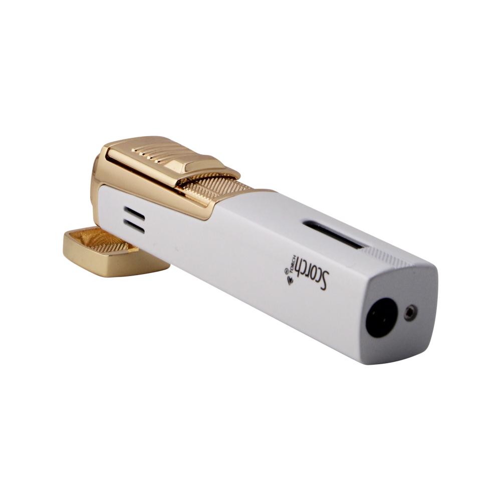 Scorch Marble Fire Design Torch Lighter Single Flame-White