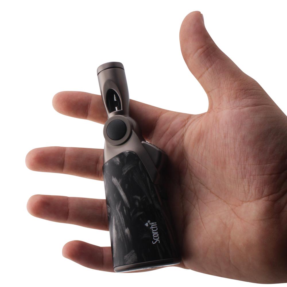 Scorch Marbles Pattern Adjustable Single Flame Torch Lighter-Black
