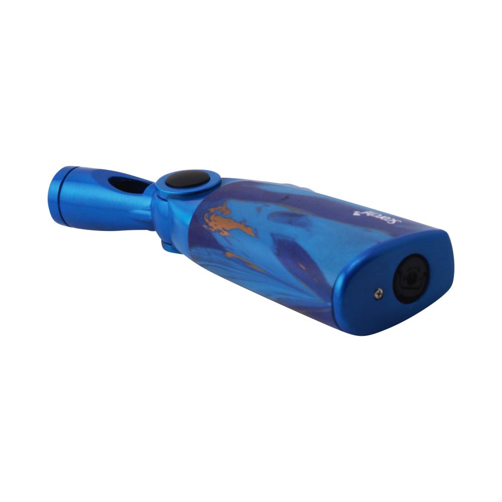 Scorch Marbles Pattern Adjustable Single Flame Torch Lighter-Blue
