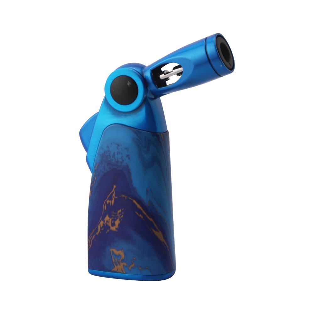 Scorch Marbles Pattern Adjustable Single Flame Torch Lighter-Blue