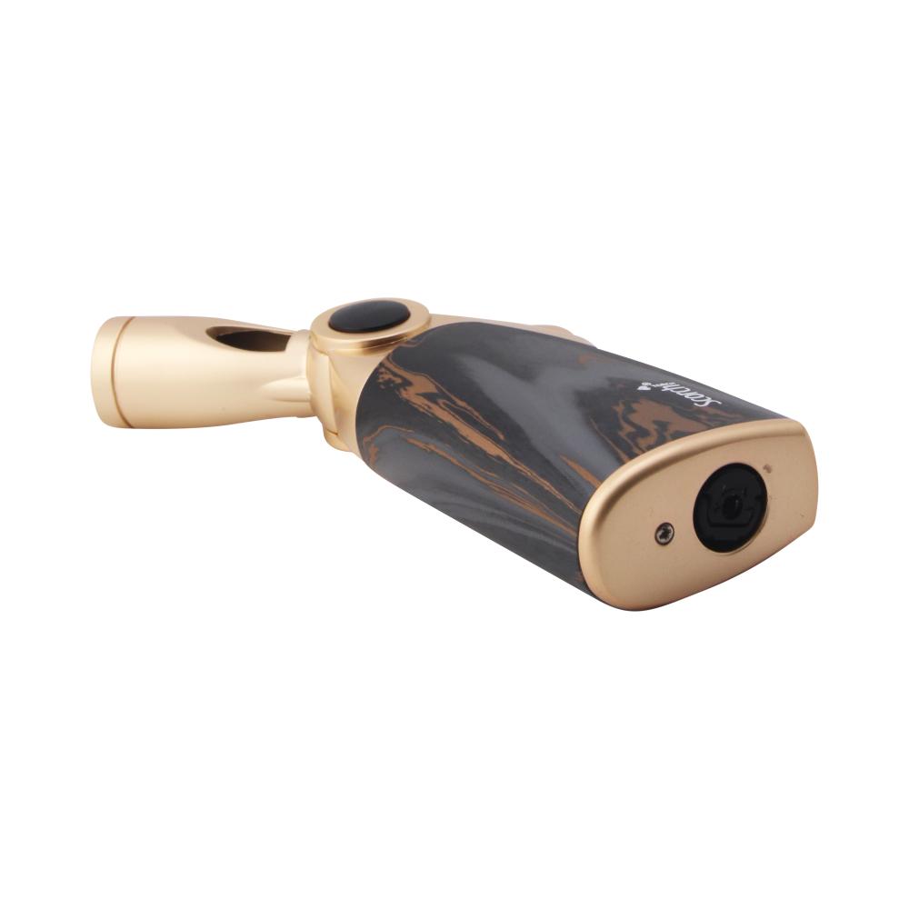 Scorch Marbles Pattern Adjustable Single Flame Torch Lighter-Gold
