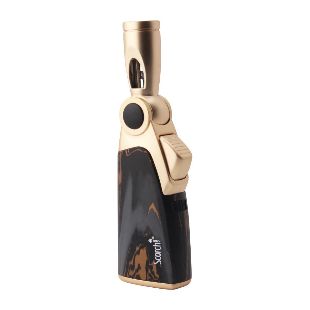 Scorch Marbles Pattern Adjustable Single Flame Torch Lighter-Gold