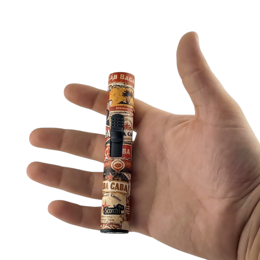 Scorch P Mix Design Torch Lighter Single Flame-Crimson Red Mix