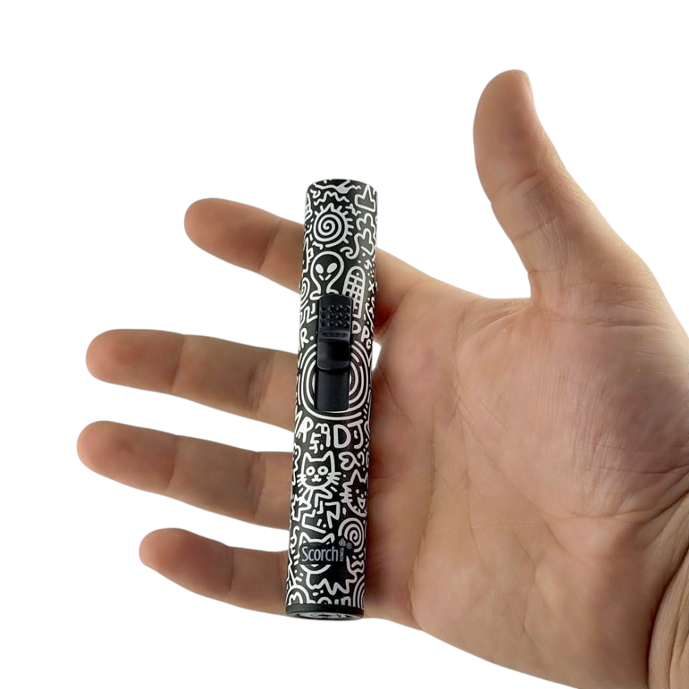 Scorch P Mix Design Torch Lighter Single Flame-White Mix