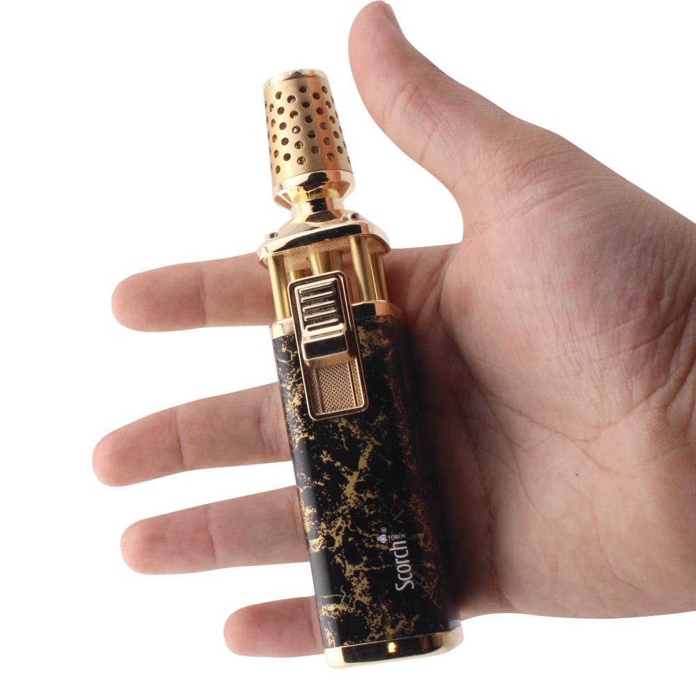 Scorch Platinum Design Torch Lighter Single Flame-Gold
