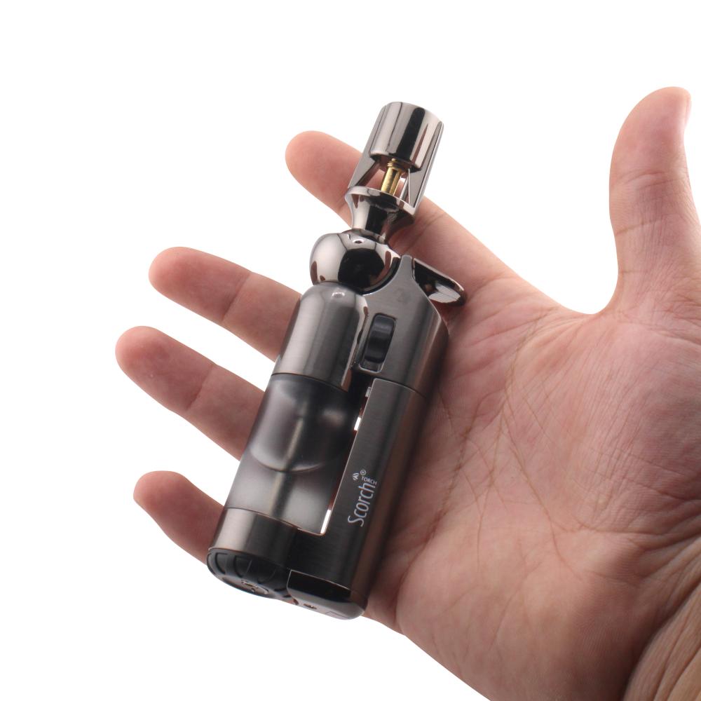 Scorch Transparent Adjustable Single Flame Torch Lighter-Black