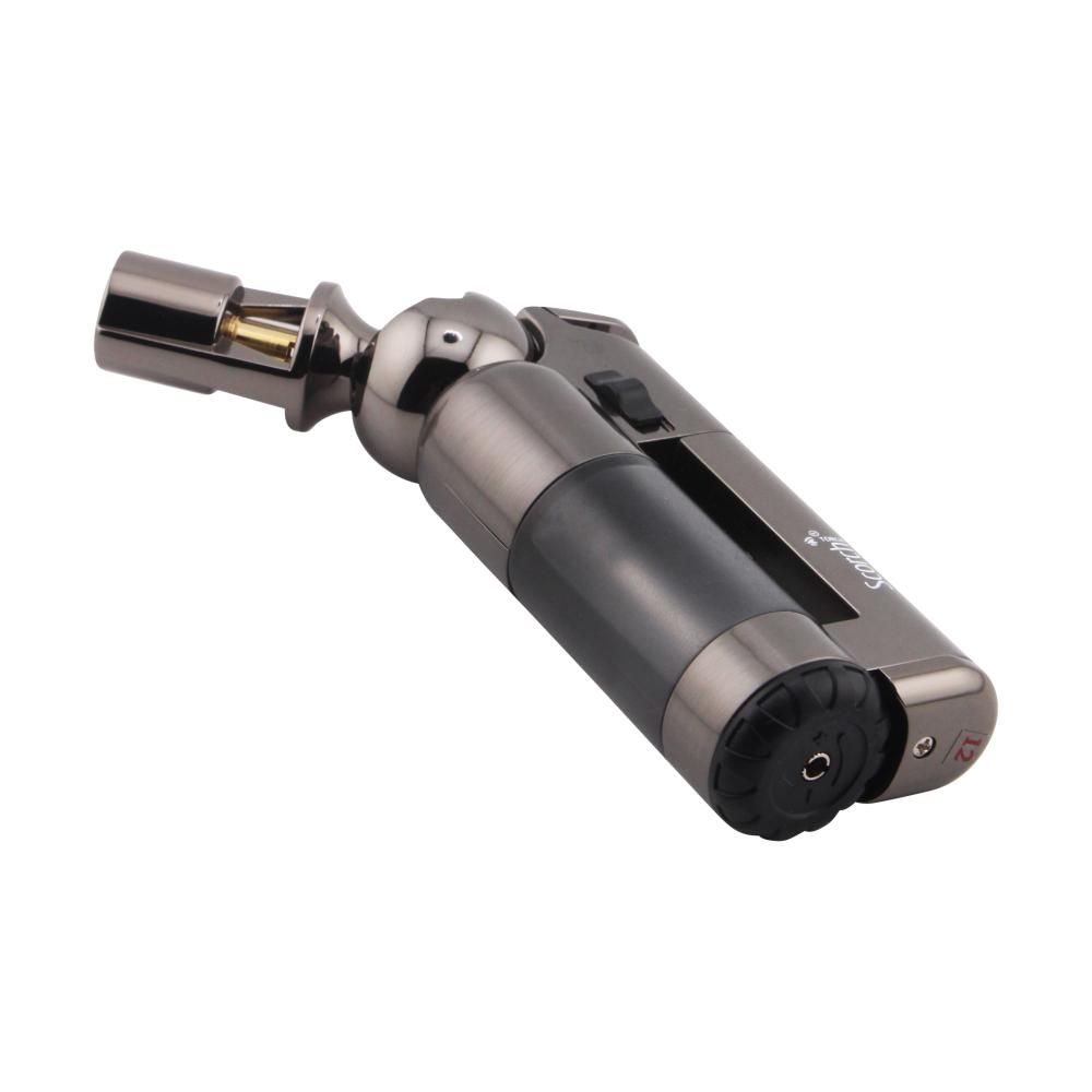 Scorch Transparent Adjustable Single Flame Torch Lighter-Black