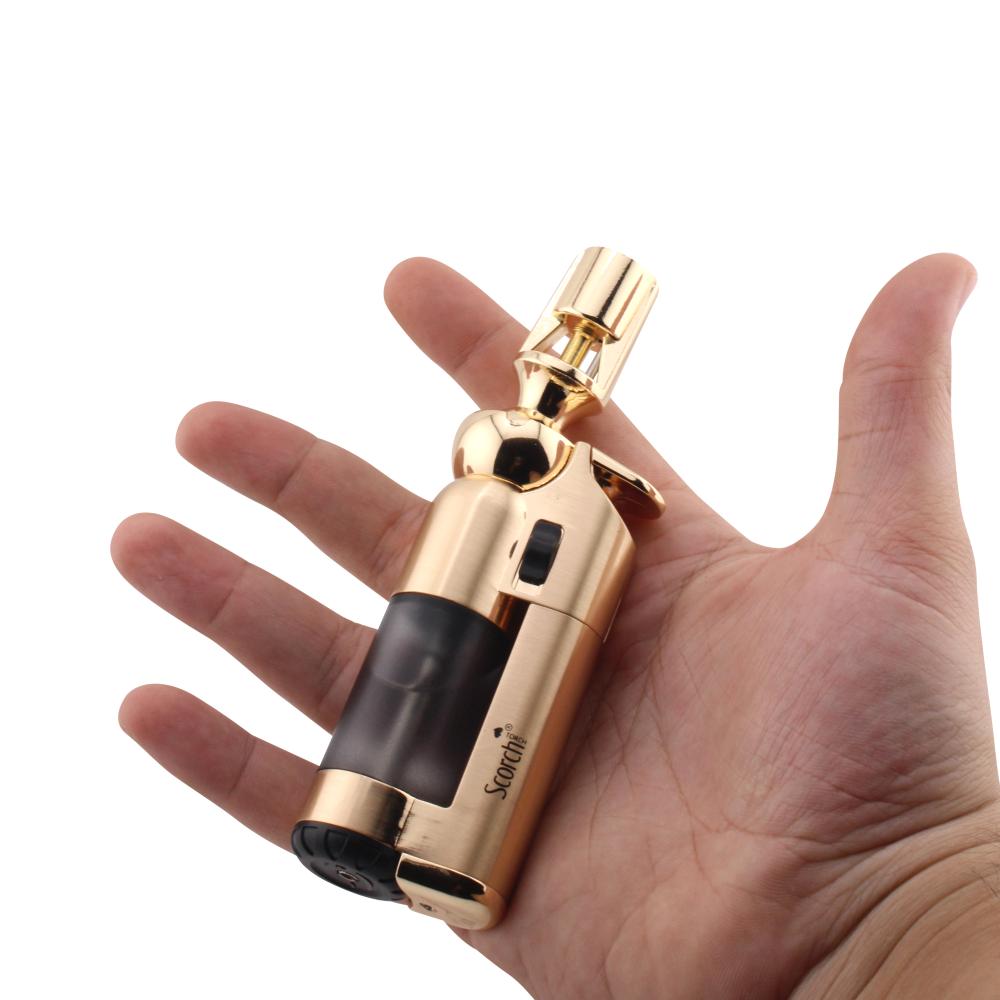 Scorch Transparent Adjustable Single Flame Torch Lighter-Gold