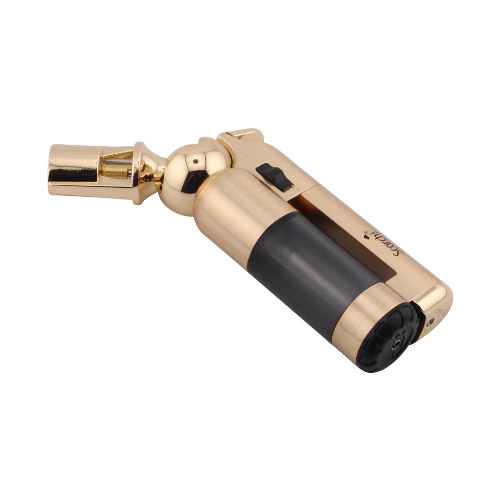 Scorch Transparent Adjustable Single Flame Torch Lighter-Gold