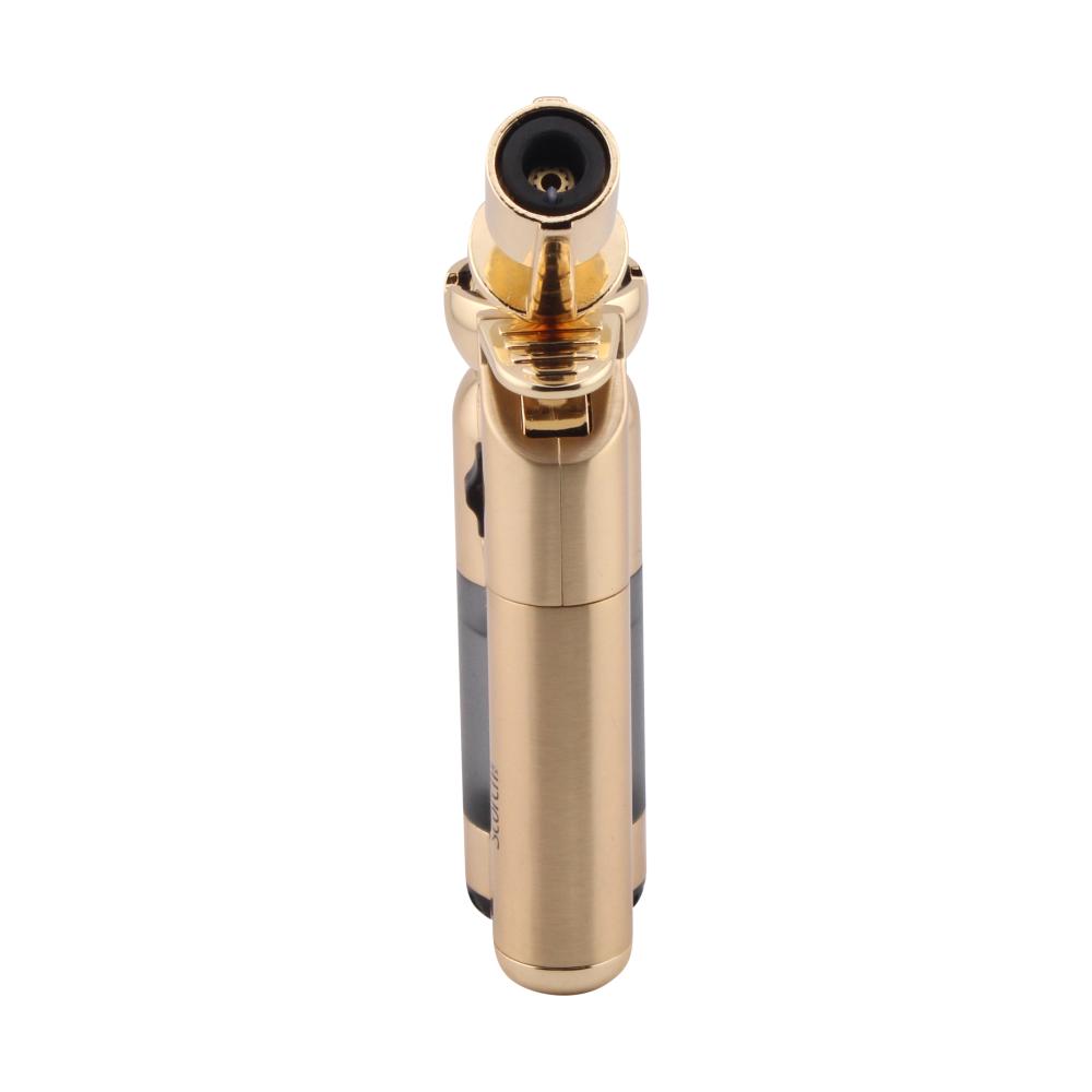 Scorch Transparent Adjustable Single Flame Torch Lighter-Gold
