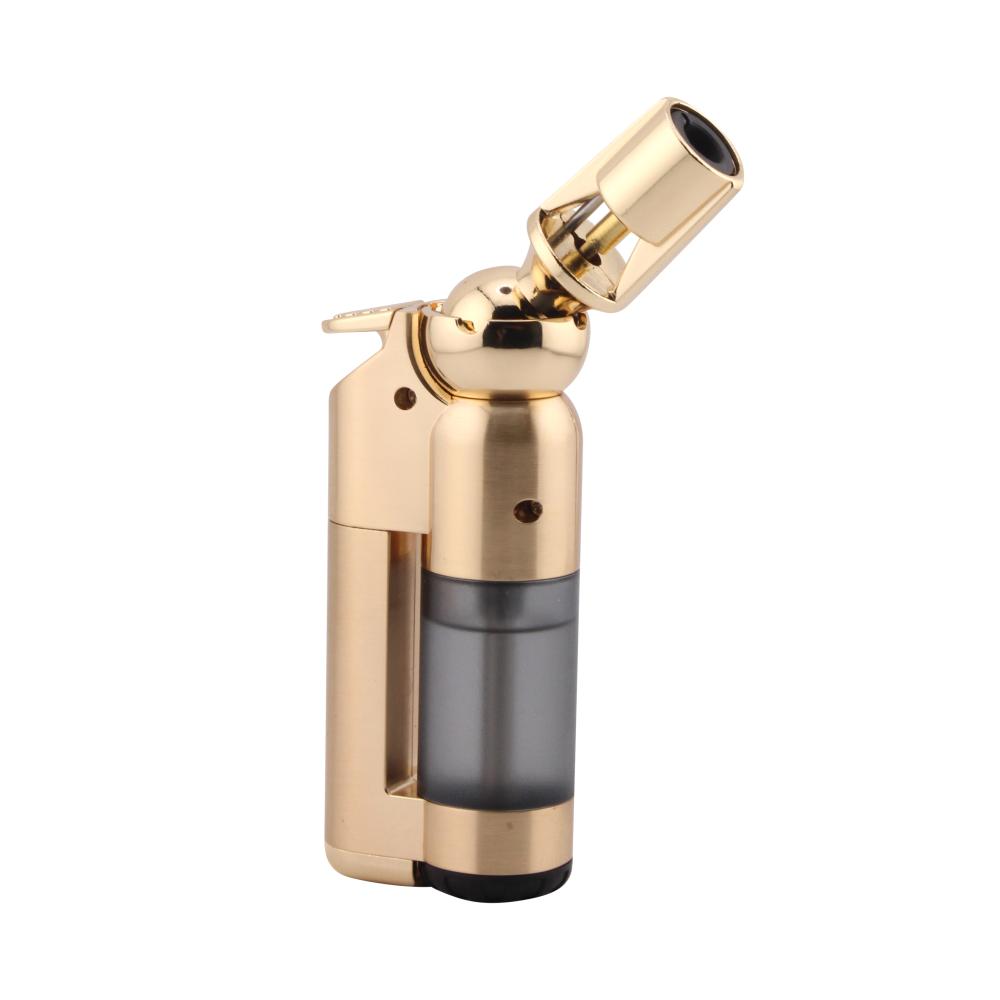 Scorch Transparent Adjustable Single Flame Torch Lighter-Gold