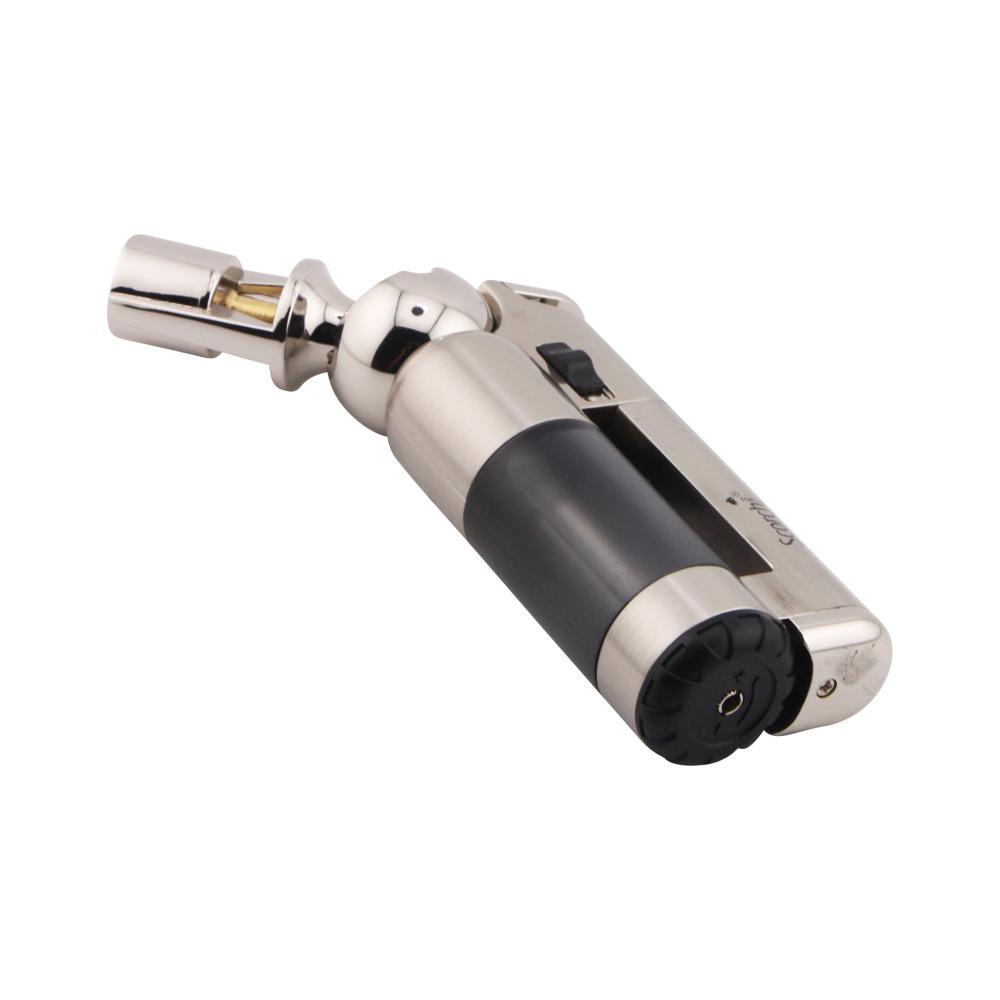 Scorch Transparent Adjustable Single Flame Torch Lighter-Silver