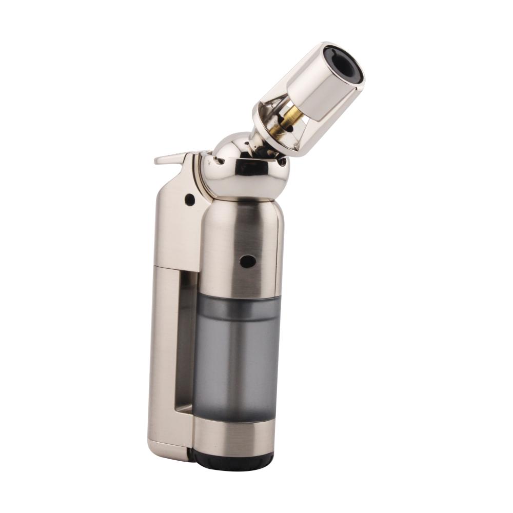 Scorch Transparent Adjustable Single Flame Torch Lighter-Silver