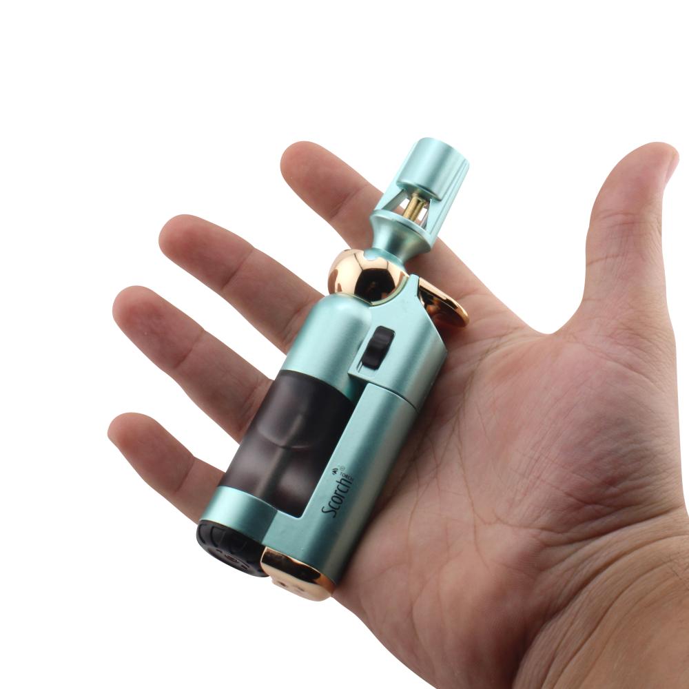Scorch Transparent Adjustable Single Flame Torch Lighter-Tiffany Blue