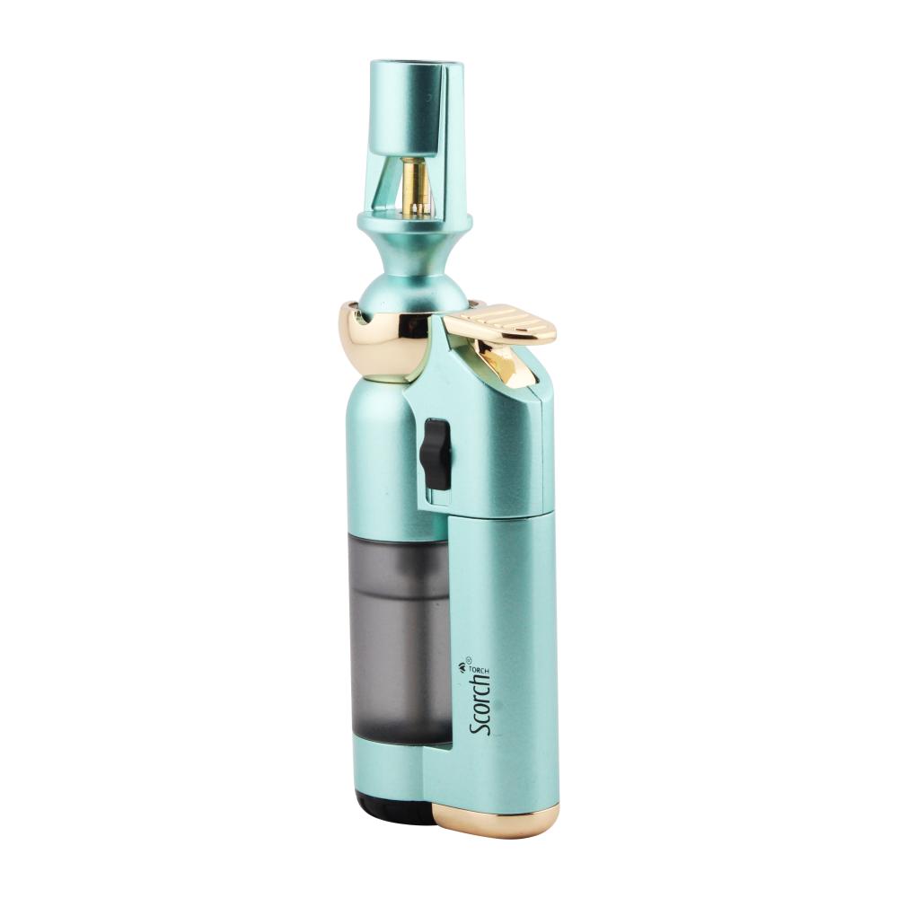 Scorch Transparent Adjustable Single Flame Torch Lighter-Tiffany Blue