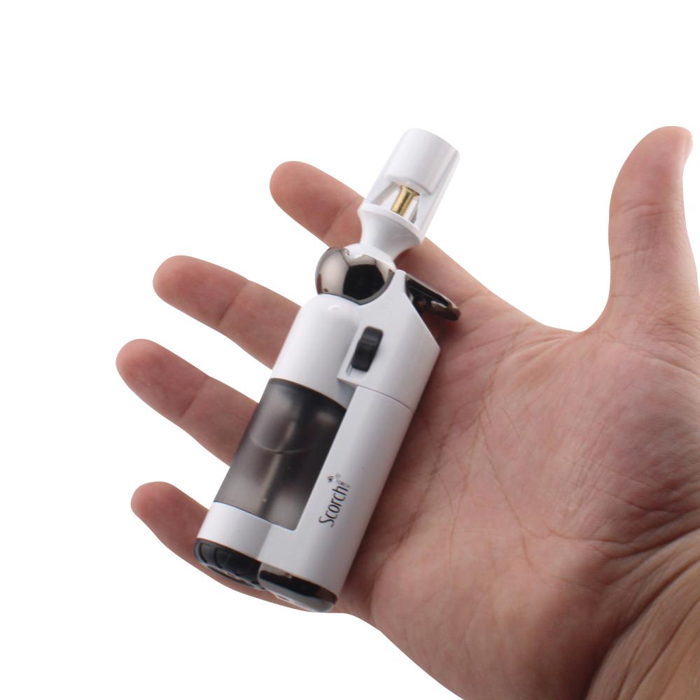 Scorch Transparent Adjustable Single Flame Torch Lighter-White