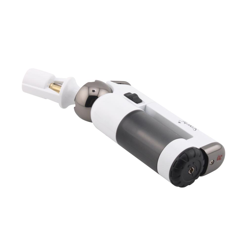 Scorch Transparent Adjustable Single Flame Torch Lighter-White