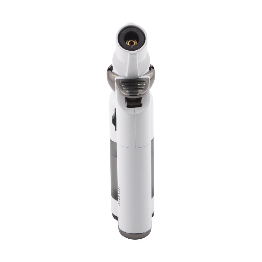 Scorch Transparent Adjustable Single Flame Torch Lighter-White