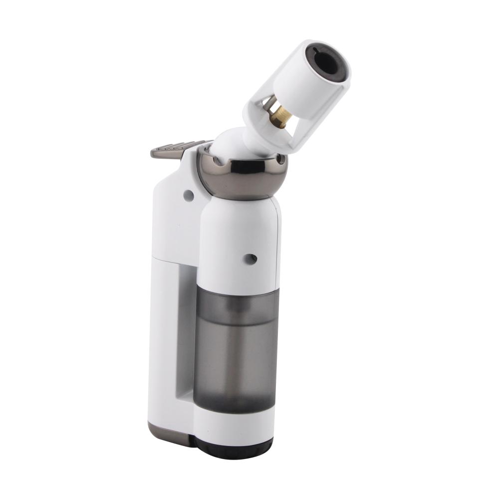 Scorch Transparent Adjustable Single Flame Torch Lighter-White