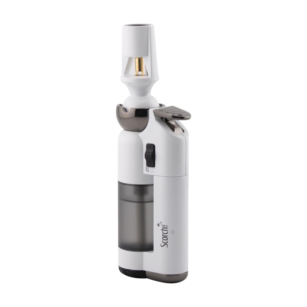 Scorch Transparent Adjustable Single Flame Torch Lighter-White