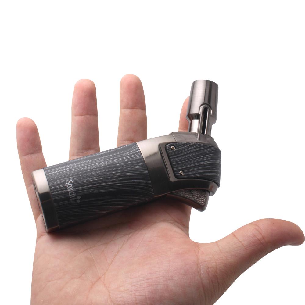Scorch Wood Grip Single Flame Torch Lighter-Black