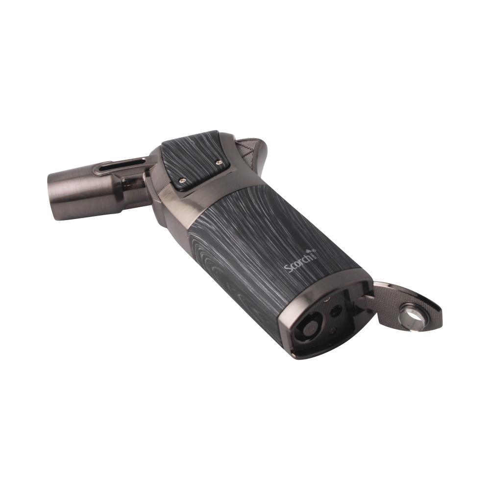 Scorch Wood Grip Single Flame Torch Lighter-Black