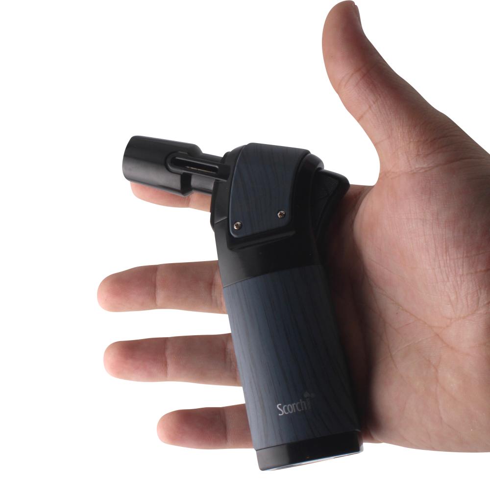 Scorch Wood Grip Single Flame Torch Lighter-Blue