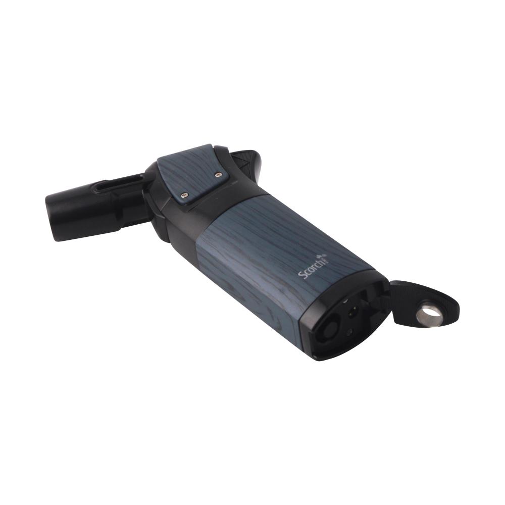 Scorch Wood Grip Single Flame Torch Lighter-Blue