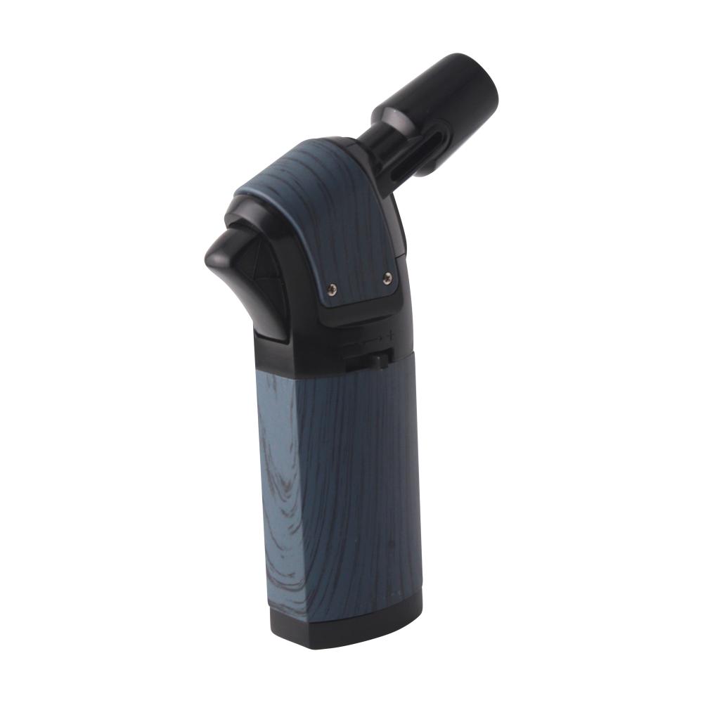 Scorch Wood Grip Single Flame Torch Lighter-Blue