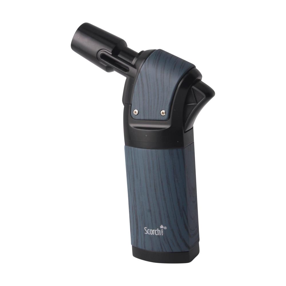 Scorch Wood Grip Single Flame Torch Lighter-Blue