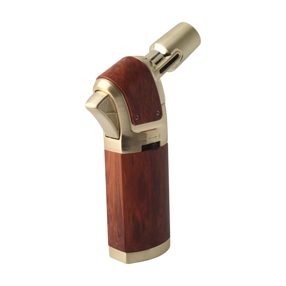 Scorch Wood Grip Single Flame Torch Lighter-Brown