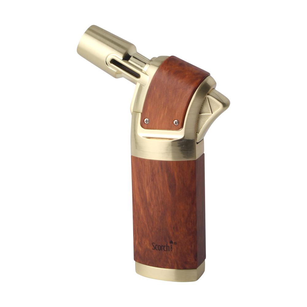 Scorch Wood Grip Single Flame Torch Lighter-Brown
