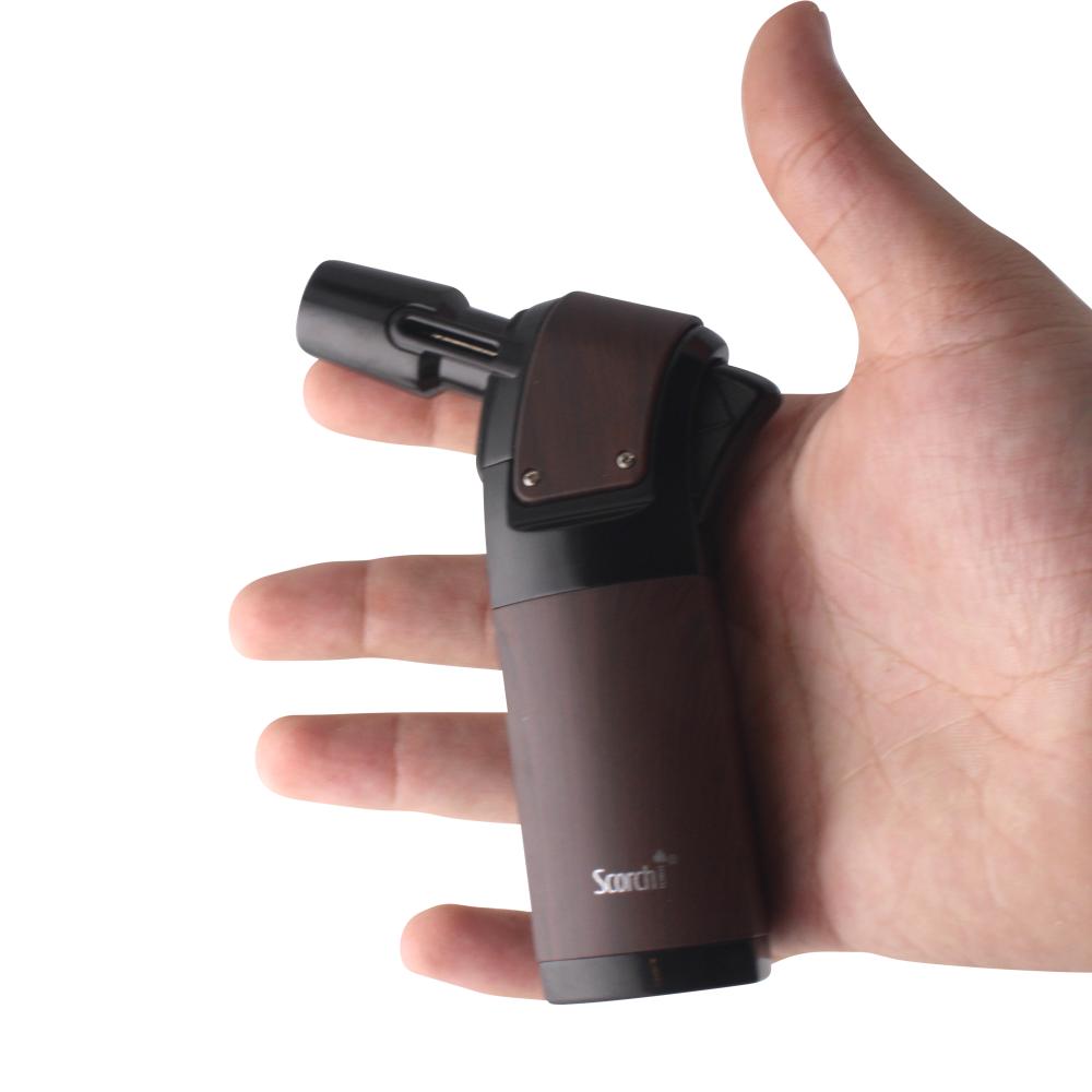 Scorch Wood Grip Single Flame Torch Lighter-Chocolate