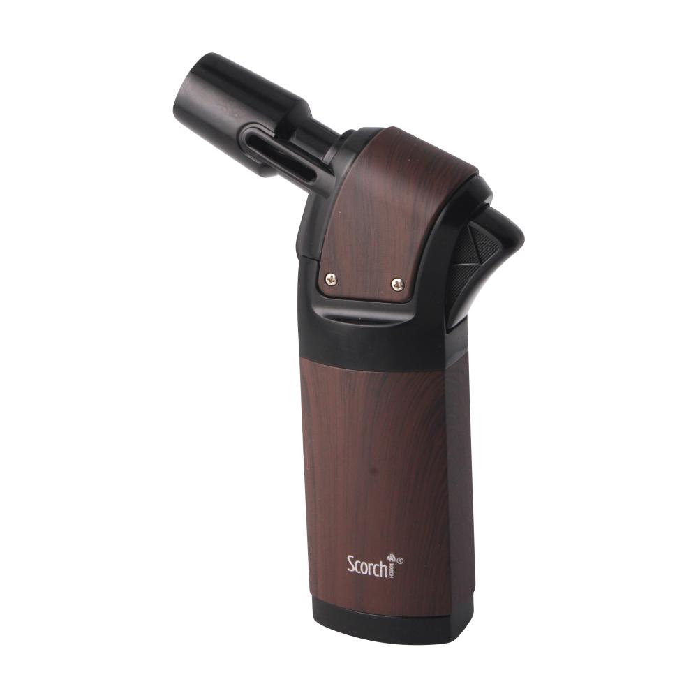 Scorch Wood Grip Single Flame Torch Lighter-Chocolate
