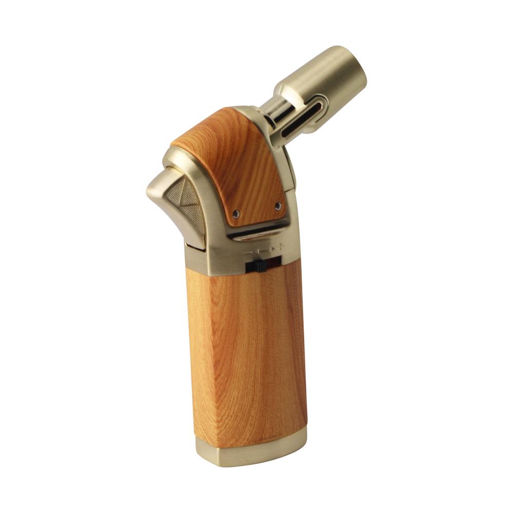 Scorch Wood Grip Single Flame Torch Lighter-Gold