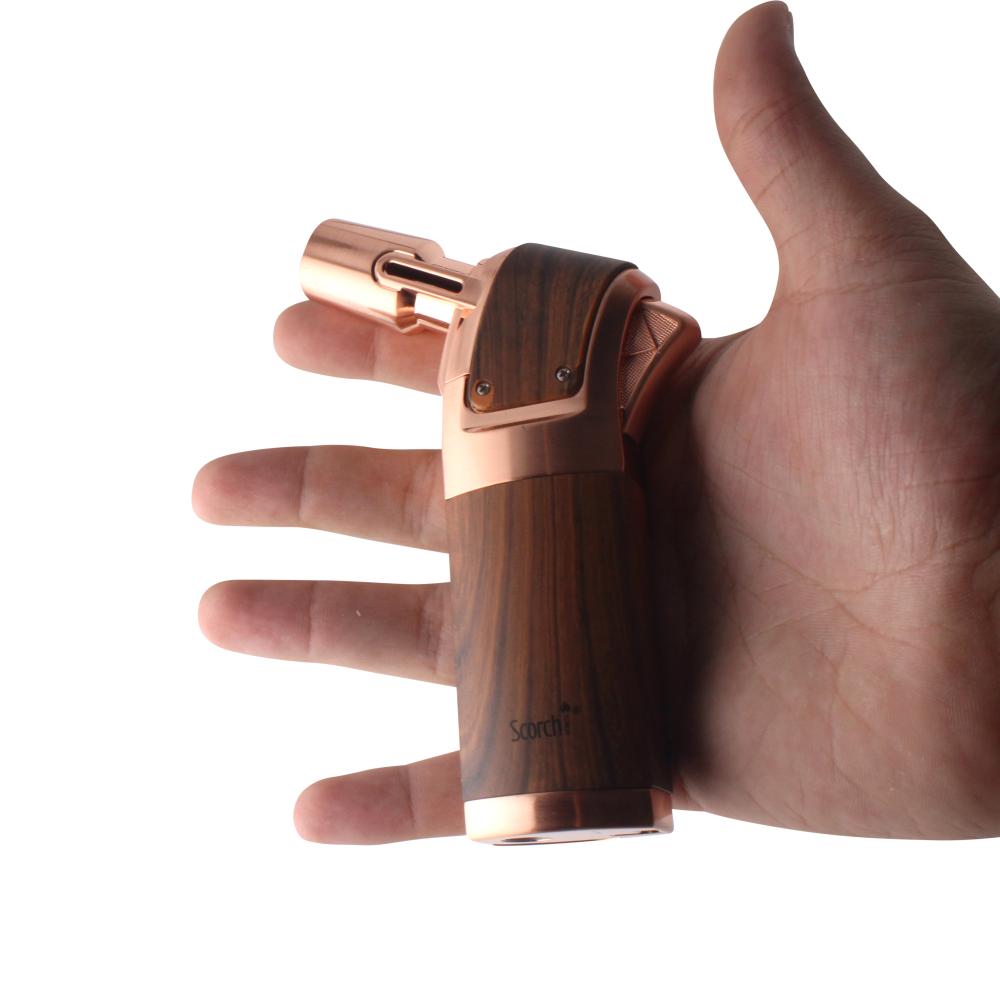 Scorch Wood Grip Single Flame Torch Lighter-Rose Gold