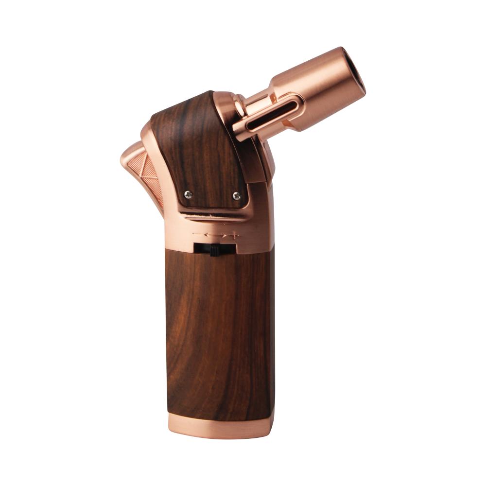 Scorch Wood Grip Single Flame Torch Lighter-Rose Gold