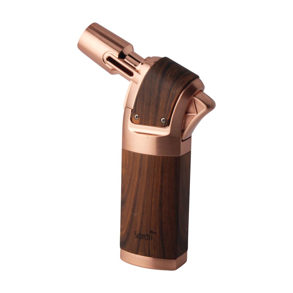Scorch Wood Grip Single Flame Torch Lighter-Rose Gold
