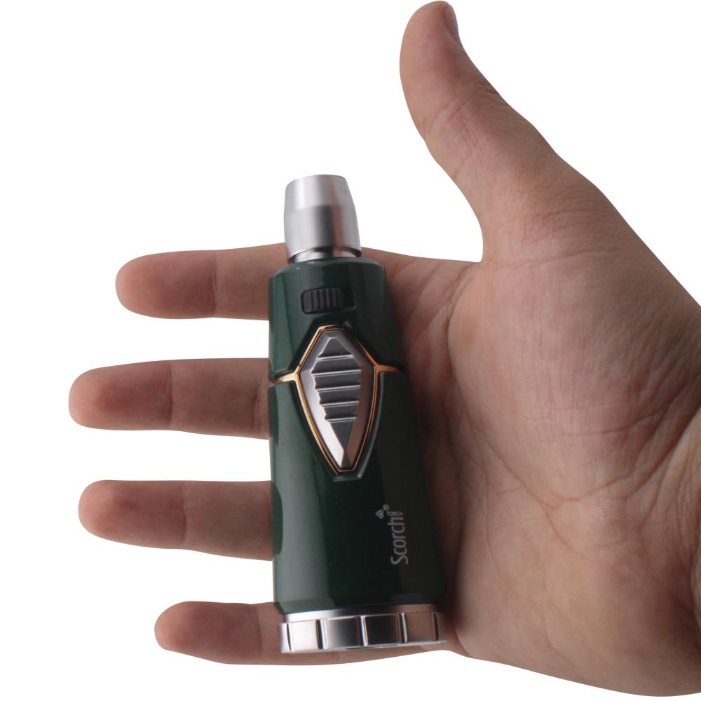 Scorch Woodline Design Torch Lighter Single Flame-Dark Green