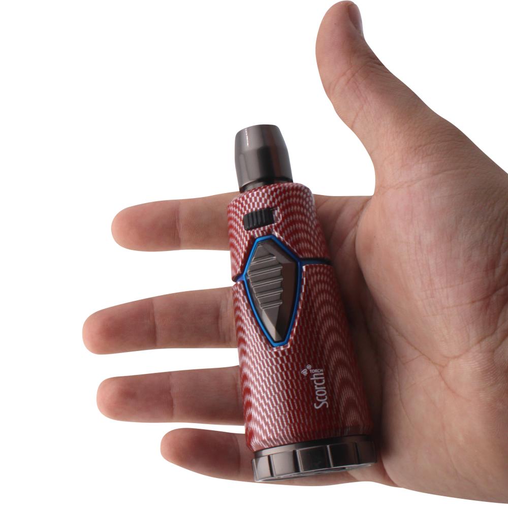 Scorch Woodline Design Torch Lighter Single Flame-Red