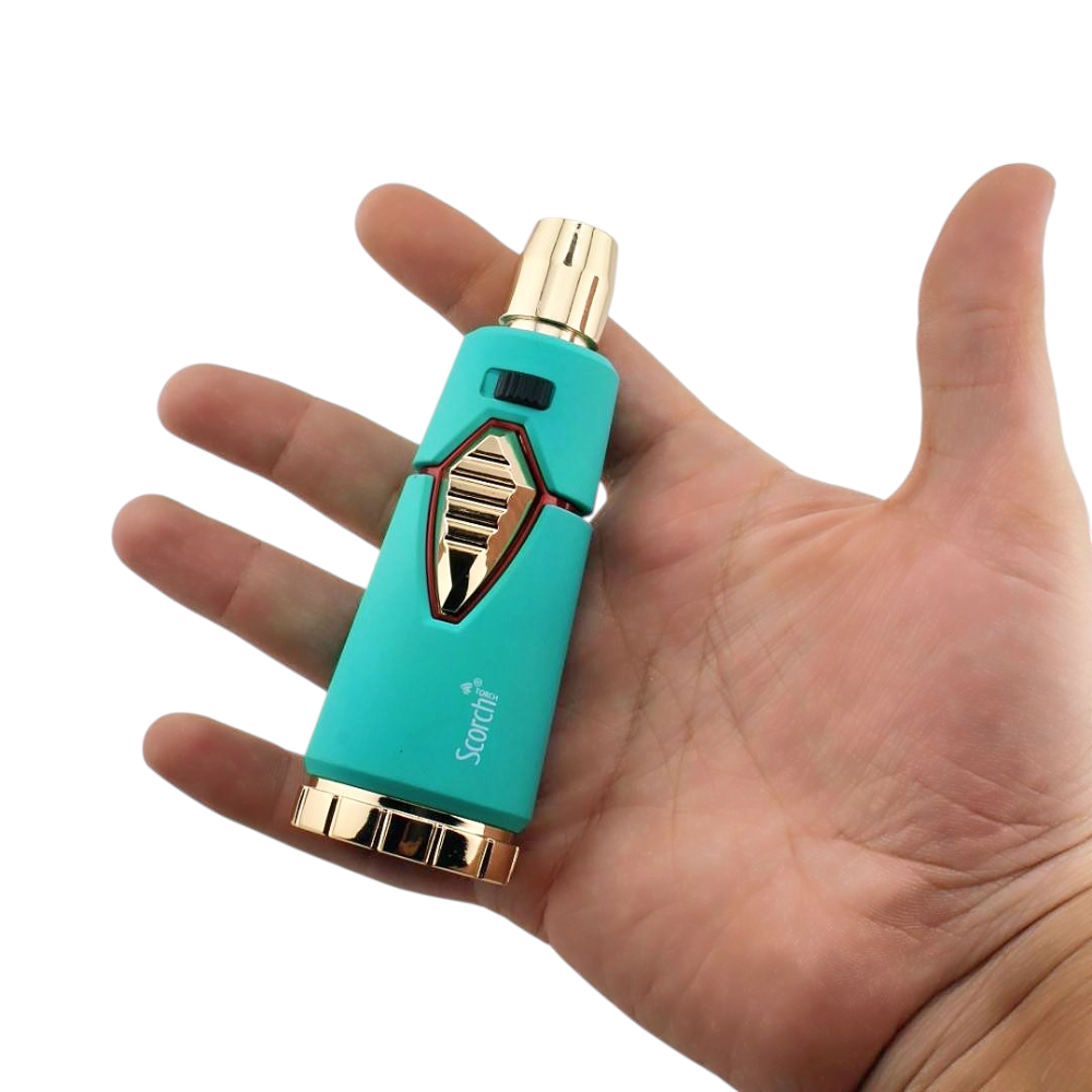 Scorch Woodline Design Torch Lighter Single Flame-Tiffany Blue