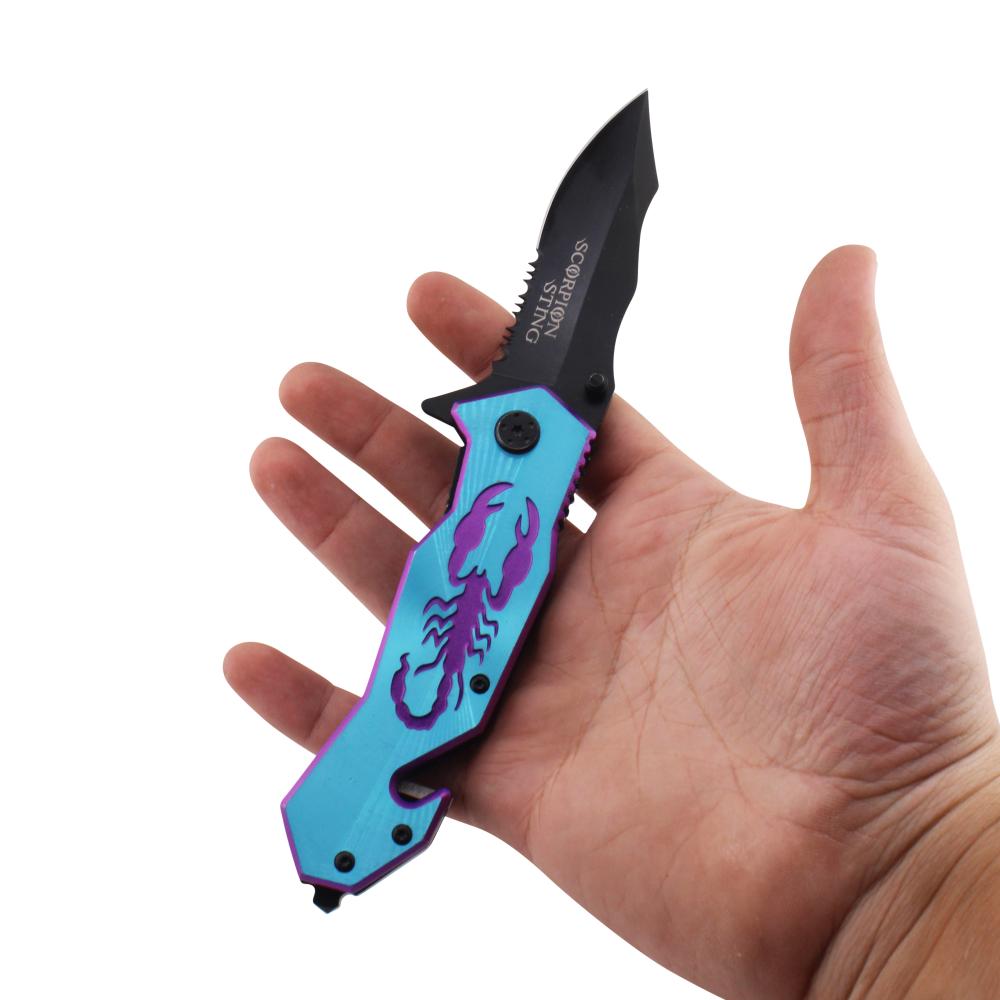 Scorpion Sting N15 Folding Metal Pocket Knife-Blue