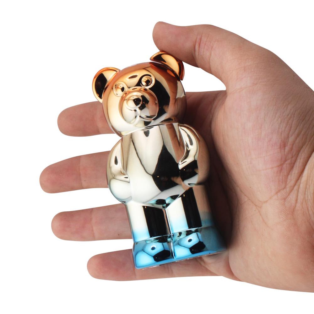 Shiny Bear Single Flame Torch Lighter-Silver and Blue