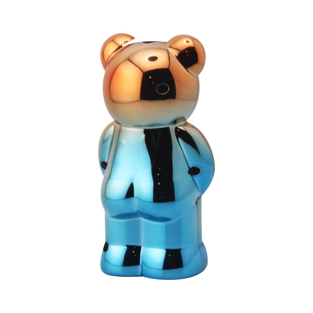 Shiny Bear Single Flame Torch Lighter-Silver and Blue