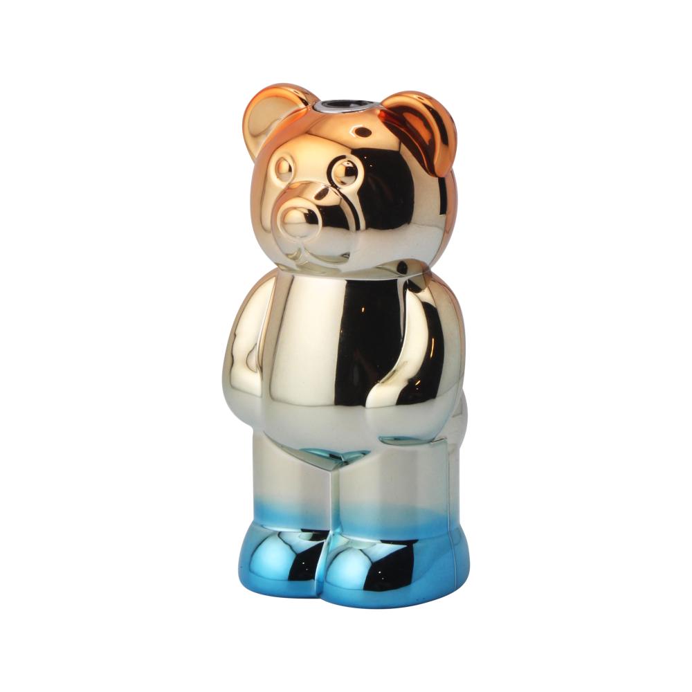 Shiny Bear Single Flame Torch Lighter-Silver and Blue