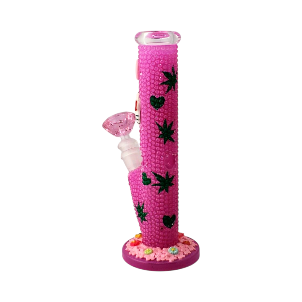 Shiny Kitty Glass Water Pipe-Dark Pink