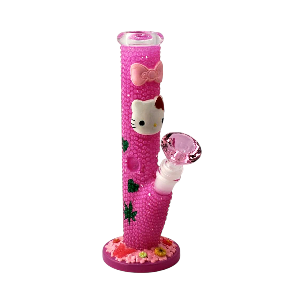 Shiny Kitty Glass Water Pipe-Dark Pink