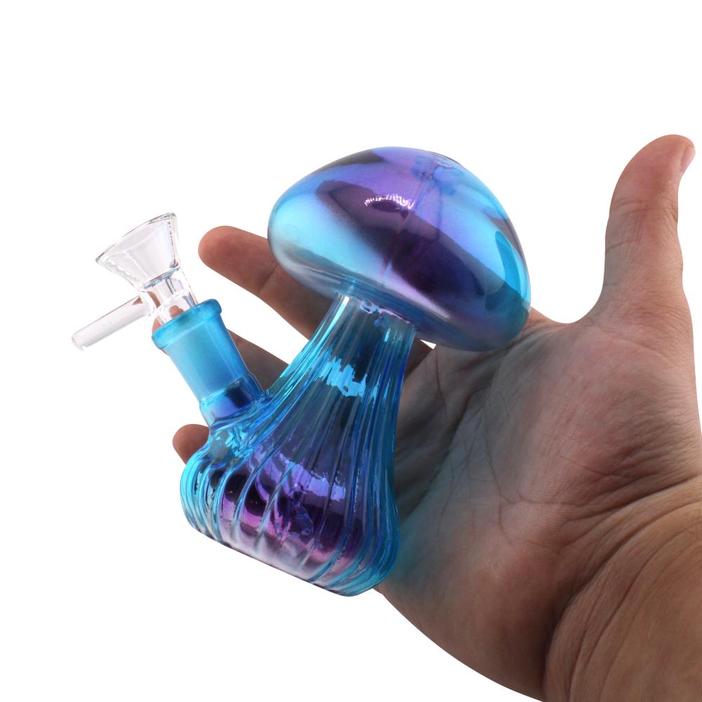 Shroom Bloom Glass Water Pipe-Blue