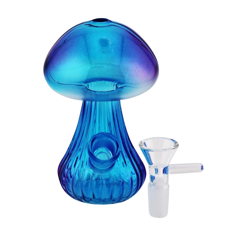Shroom Bloom Glass Water Pipe-Blue